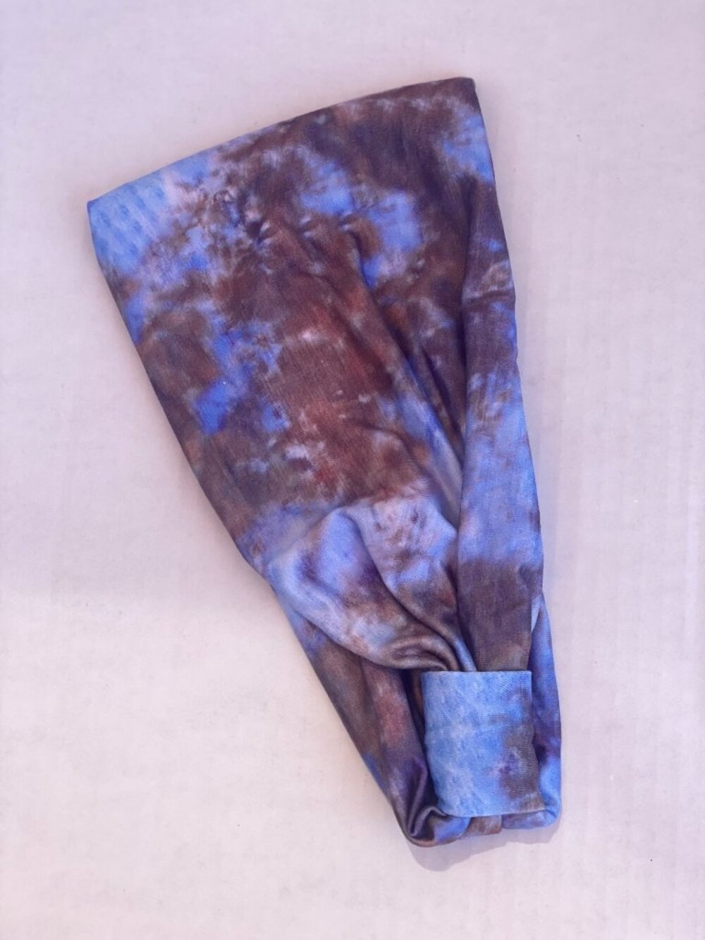 Women Headband Wide Turban Boho Knotted Blue Tie Dye New